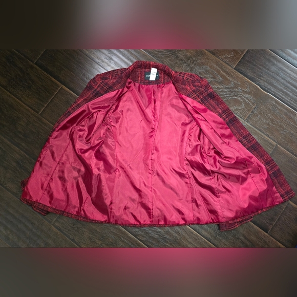 Sag Harbor Womens Red Plaid Suit Jacket Blazer Size 12 - Picture 7 of 10